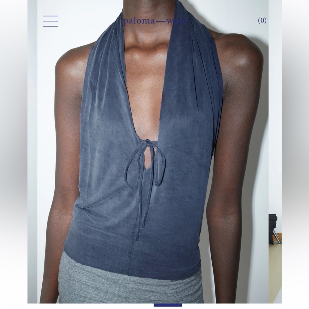 Paloma Wool Navy Tie-Front Tank Top